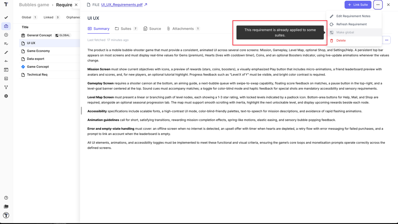 Testomat.io - Requirements as Global