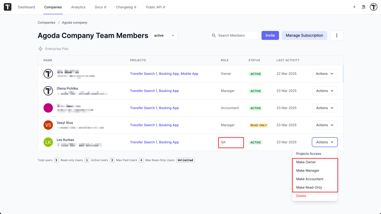 Testomatio - Manage team member