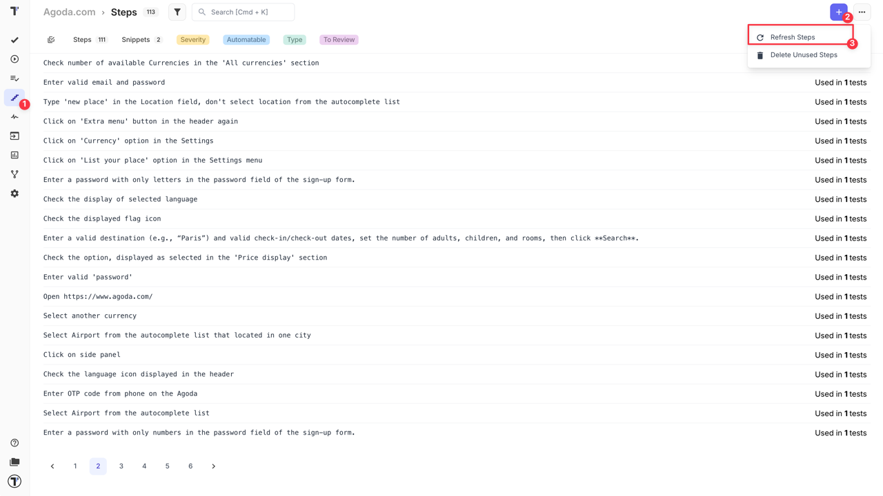 Testomat.io - Refresh Steps